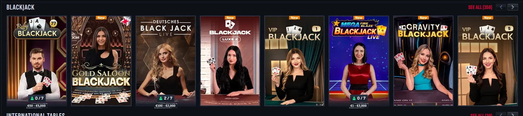 Mafia Casino Live-Blackjack-Tisch für erfahrene Spieler